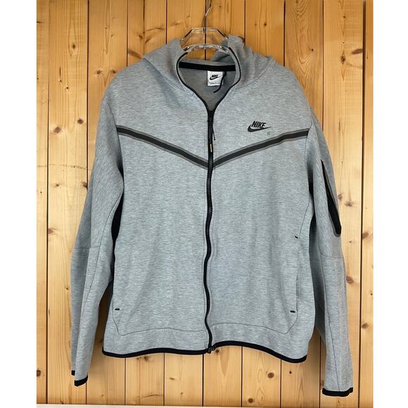 Nike Sportswear Tech Fleece Men's Full-Zip Hoodie, Gray - Size L - Picture 1 of 6